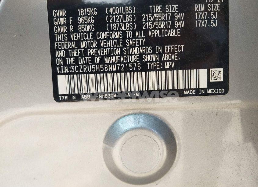 Photo 9 of 2022 Honda Hr-v 2WD EX (VIN 3CZRU5H58NM721576)