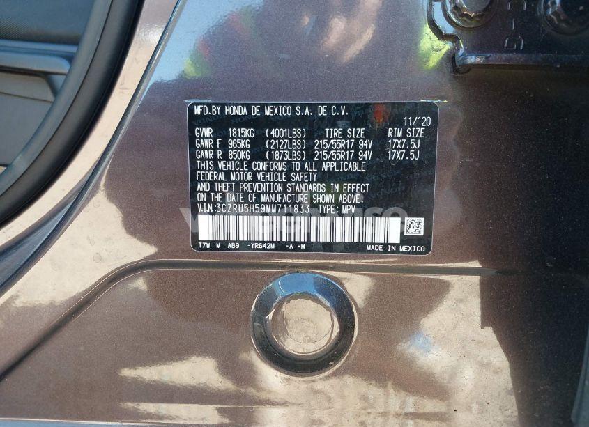Photo 9 of 2021 Honda Hr-v 2WD EX (VIN 3CZRU5H59MM711833)