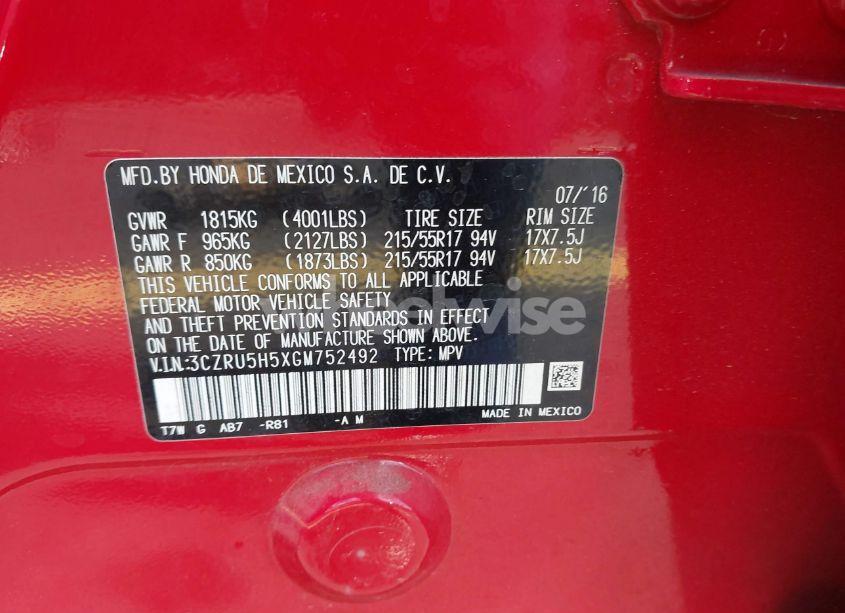 Photo 9 of 2016 Honda Hr-v EX (VIN 3CZRU5H5XGM752492)