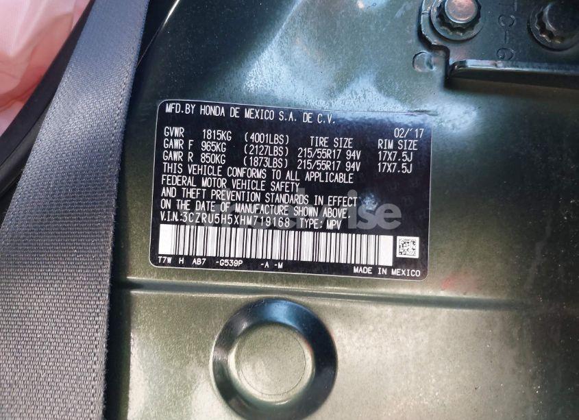 Photo 9 of 2017 Honda Hr-v EX (VIN 3CZRU5H5XHM719168)