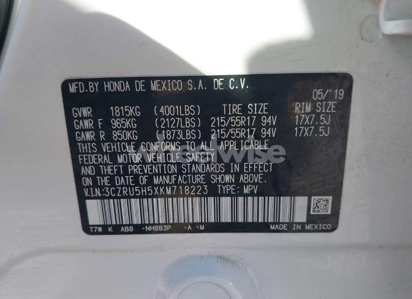 Photo 9 of 2019 Honda Hr-v EX (VIN 3CZRU5H5XKM718223)