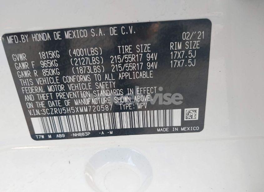 Photo 9 of 2021 Honda Hr-v 2WD EX (VIN 3CZRU5H5XMM720587)