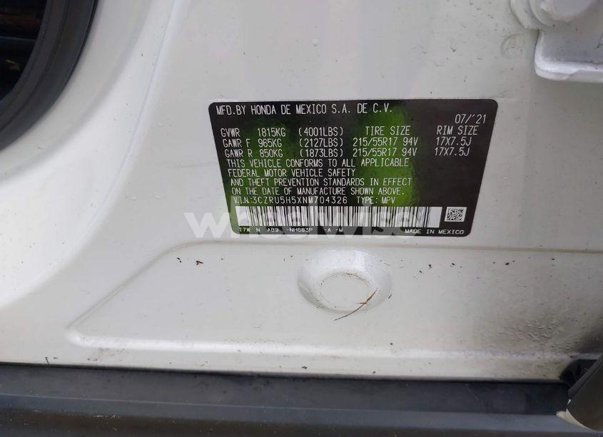 Photo 9 of 2022 Honda Hr-v 2WD EX (VIN 3CZRU5H5XNM704326)