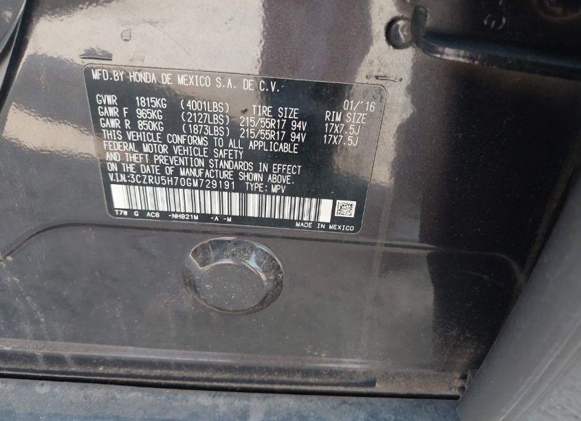 Photo 9 of 2016 Honda Hr-v EX-L (VIN 3CZRU5H70GM729191)