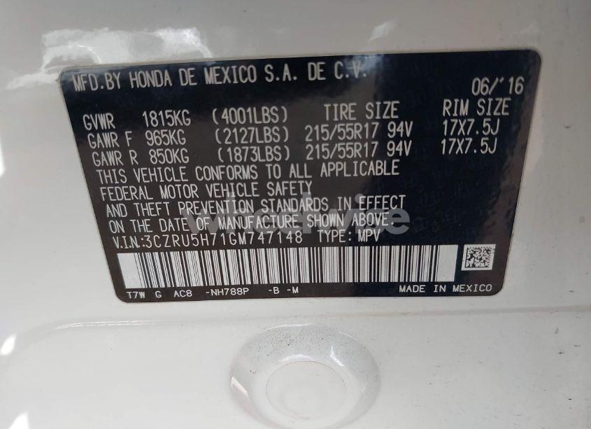 Photo 9 of 2016 Honda Hr-v EX-L (VIN 3CZRU5H71GM747148)