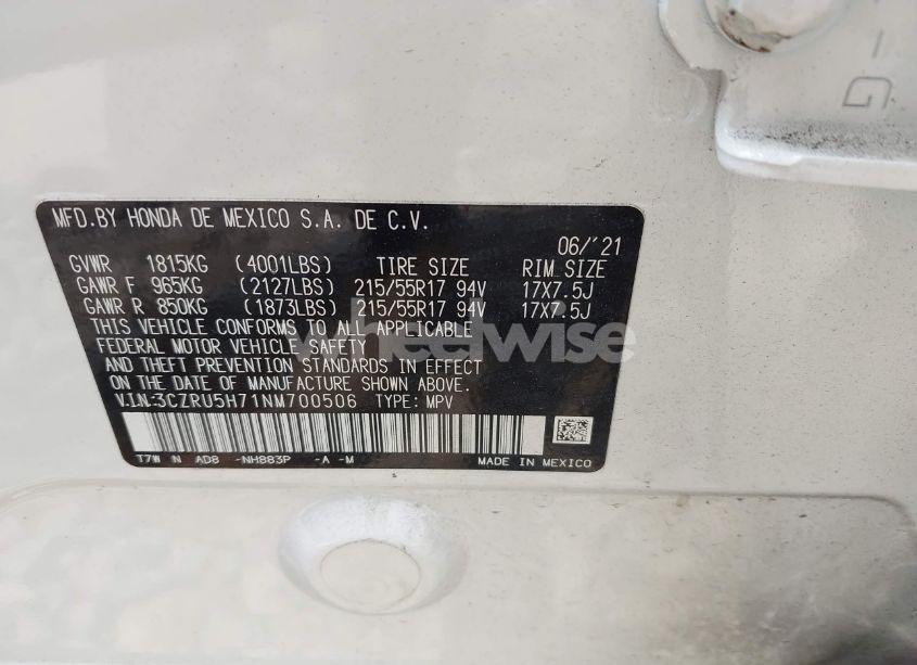 Photo 9 of 2022 Honda Hr-v 2WD EX-L (VIN 3CZRU5H71NM700506)