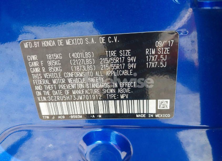 Photo 9 of 2018 Honda Hr-v EX-L (VIN 3CZRU5H73JM701912)