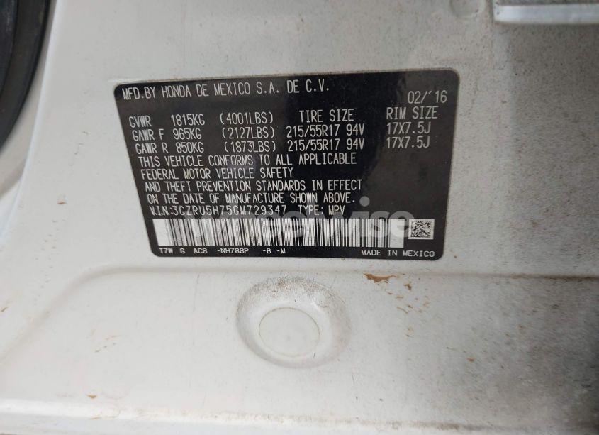 Photo 9 of 2016 Honda Hr-v EX-L (VIN 3CZRU5H75GM729347)