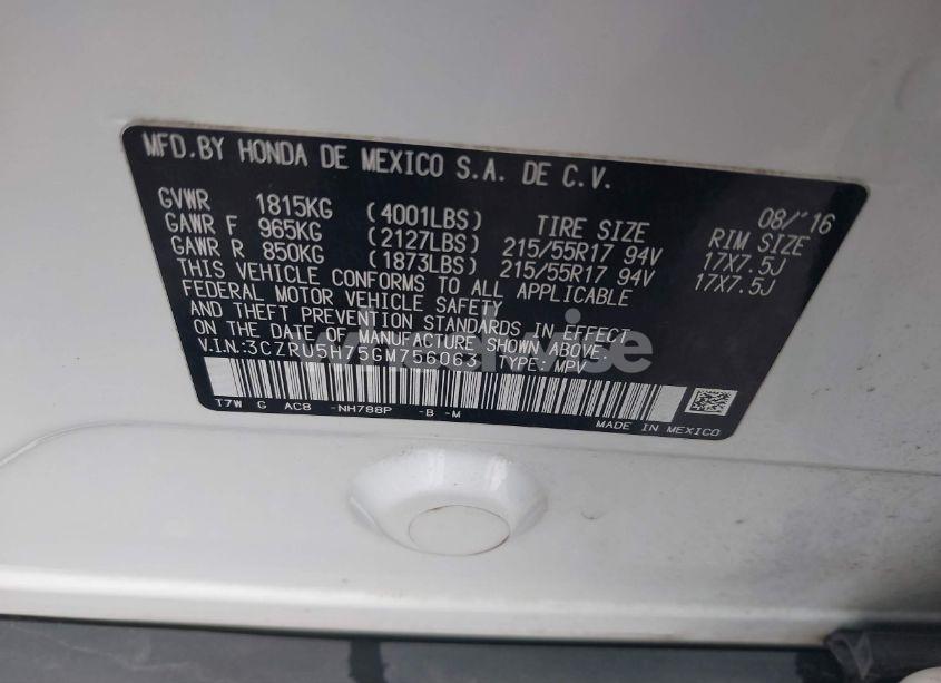 Photo 9 of 2016 Honda Hr-v EX-L (VIN 3CZRU5H75GM756063)