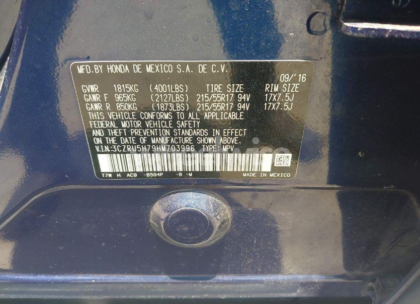 Photo 9 of 2017 Honda Hr-v EX-L (VIN 3CZRU5H79HM703996)