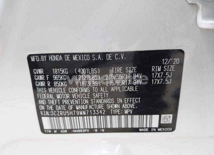 Photo 9 of 2021 Honda Hr-v 2WD EX-L (VIN 3CZRU5H79MM713342)