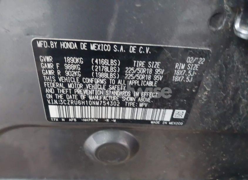 Photo 9 of 2022 Honda Hr-v AWD SPORT (VIN 3CZRU6H10NM754302)
