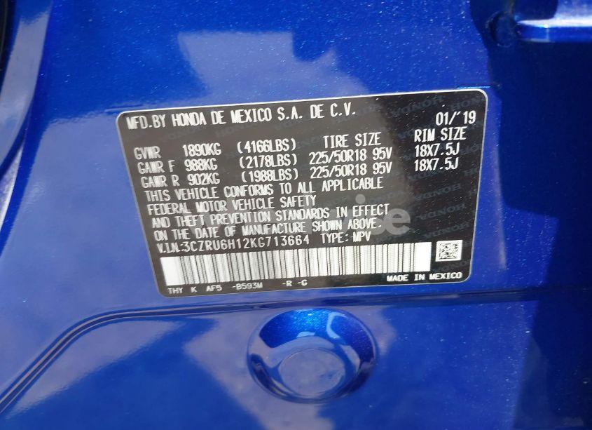 Photo 9 of 2019 Honda Hr-v SPORT (VIN 3CZRU6H12KG713664)