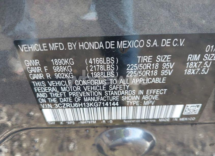 Photo 9 of 2019 Honda Hr-v SPORT (VIN 3CZRU6H13KG714144)