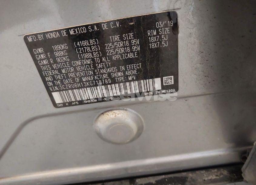 Photo 9 of 2019 Honda Hr-v SPORT (VIN 3CZRU6H13KG718789)