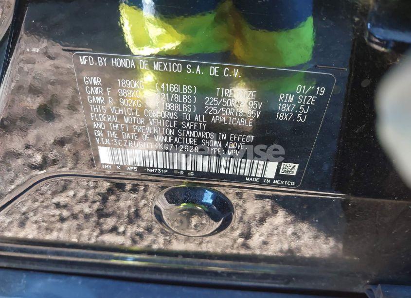 Photo 9 of 2019 Honda Hr-v SPORT (VIN 3CZRU6H14KG712628)