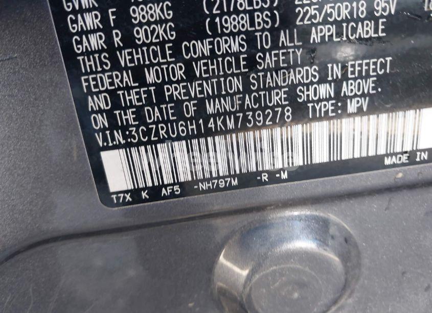 Photo 9 of 2019 Honda Hr-v SPORT (VIN 3CZRU6H14KM739278)