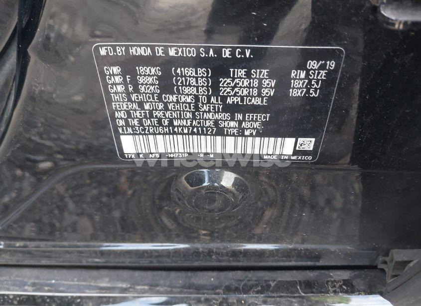 Photo 9 of 2019 Honda Hr-v SPORT (VIN 3CZRU6H14KM741127)