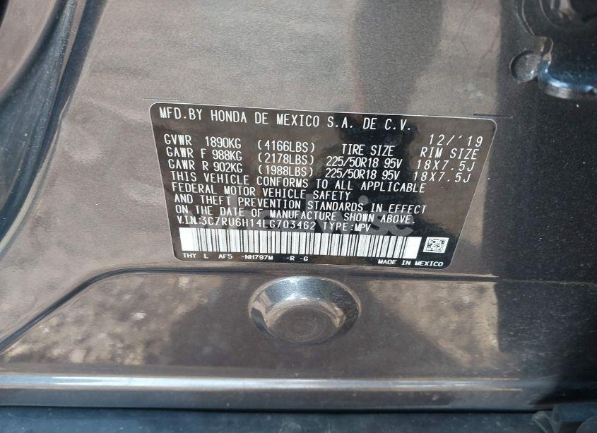 Photo 9 of 2020 Honda Hr-v AWD SPORT (VIN 3CZRU6H14LG703462)