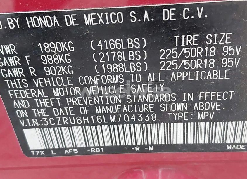 Photo 9 of 2020 Honda Hr-v AWD SPORT (VIN 3CZRU6H16LM704338)