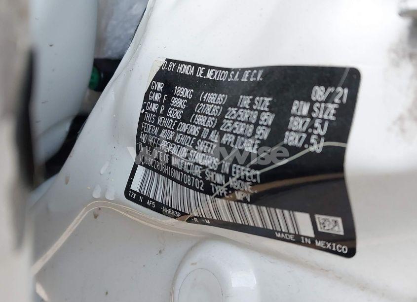 Photo 9 of 2022 Honda Hr-v AWD SPORT (VIN 3CZRU6H16NM708702)