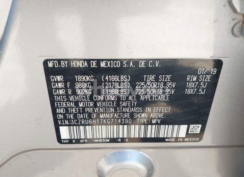 Photo 9 of 2019 Honda Hr-v SPORT (VIN 3CZRU6H17KG714390)