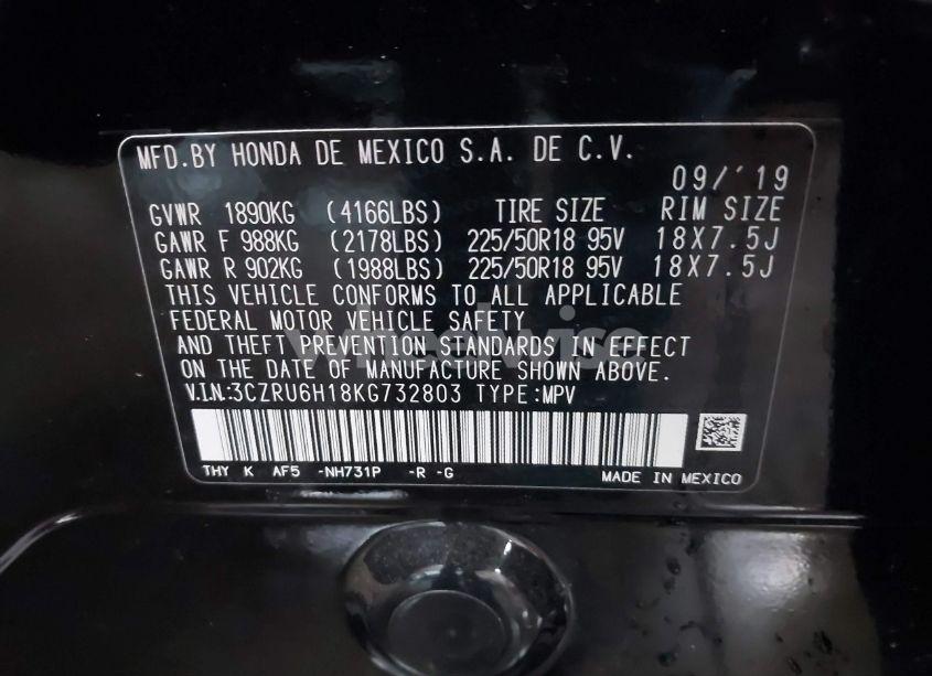 Photo 9 of 2019 Honda Hr-v SPORT (VIN 3CZRU6H18KG732803)