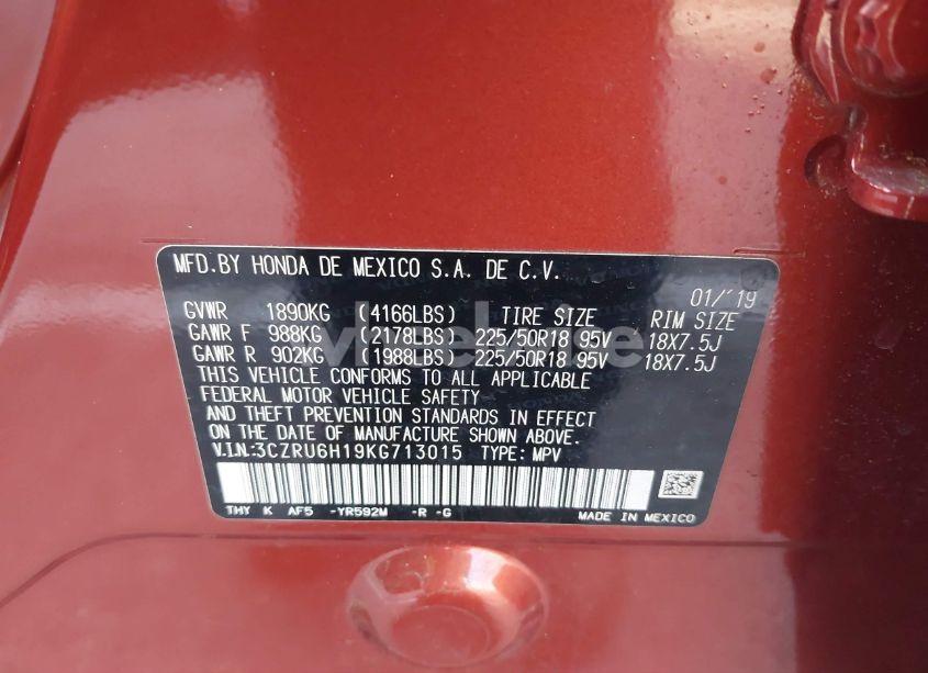 Photo 9 of 2019 Honda Hr-v SPORT (VIN 3CZRU6H19KG713015)