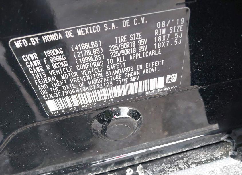 Photo 9 of 2019 Honda Hr-v SPORT (VIN 3CZRU6H19KG732129)