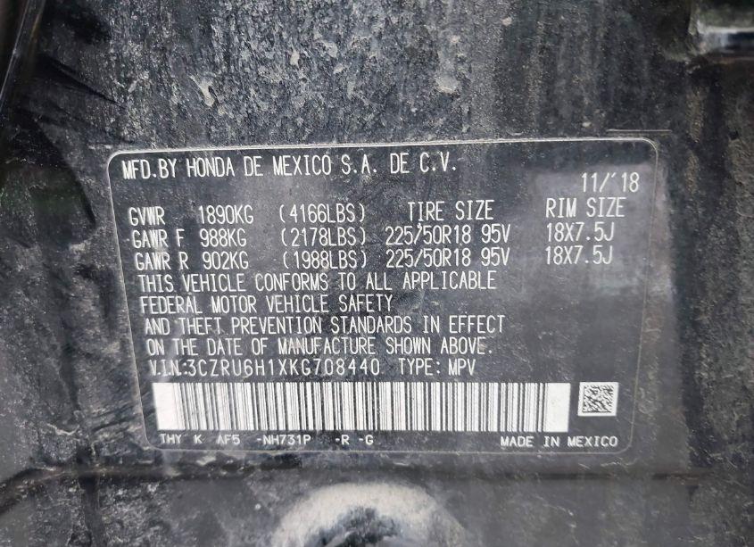 Photo 9 of 2019 Honda Hr-v SPORT (VIN 3CZRU6H1XKG708440)