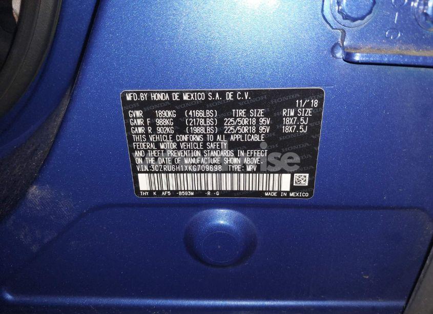 Photo 9 of 2019 Honda Hr-v SPORT (VIN 3CZRU6H1XKG709698)