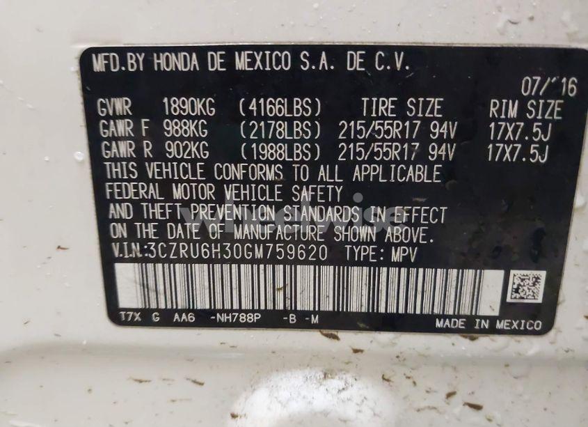 Photo 9 of 2016 Honda Hr-v LX (VIN 3CZRU6H30GM759620)