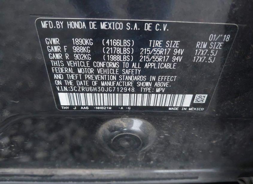 Photo 9 of 2018 Honda Hr-v LX (VIN 3CZRU6H30JG712948)