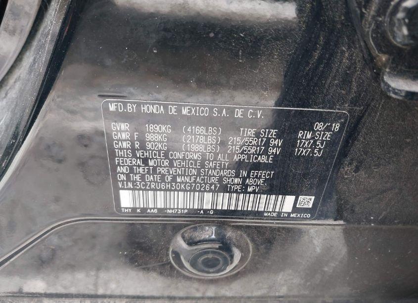 Photo 9 of 2019 Honda Hr-v LX (VIN 3CZRU6H30KG702647)