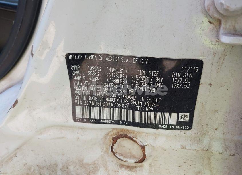 Photo 9 of 2019 Honda Hr-v LX (VIN 3CZRU6H30KM708076)