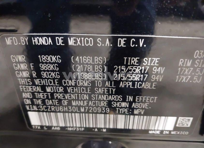 Photo 9 of 2020 Honda Hr-v AWD LX (VIN 3CZRU6H30LM720939)