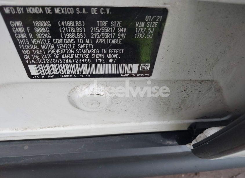 Photo 9 of 2021 Honda Hr-v AWD LX (VIN 3CZRU6H30MM723499)