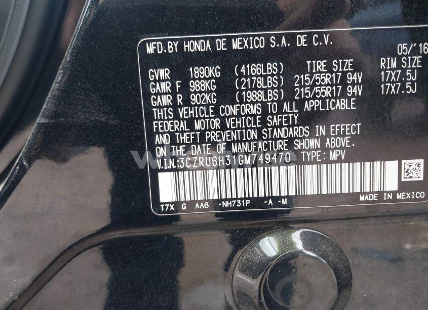 Photo 9 of 2016 Honda Hr-v LX (VIN 3CZRU6H31GM749470)