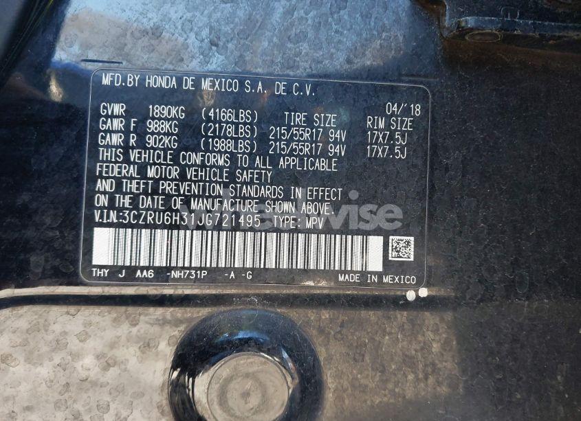 Photo 9 of 2018 Honda Hr-v LX (VIN 3CZRU6H31JG721495)