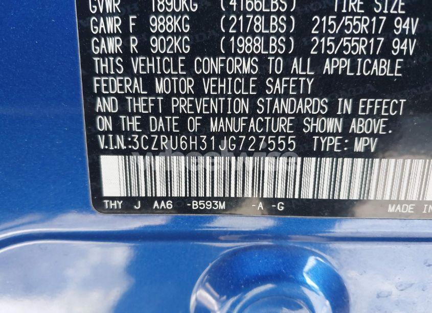 Photo 9 of 2018 Honda Hr-v LX (VIN 3CZRU6H31JG727555)