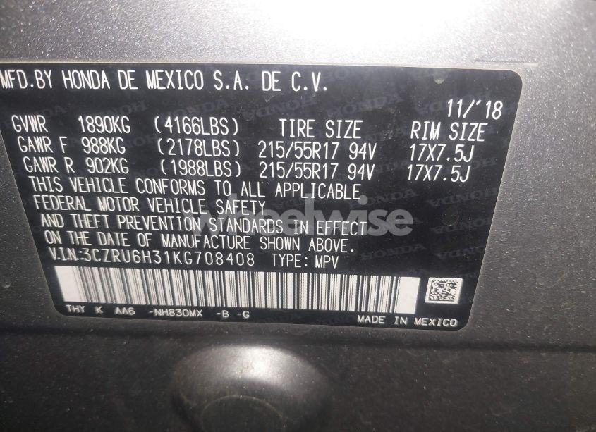 Photo 9 of 2019 Honda Hr-v LX (VIN 3CZRU6H31KG708408)