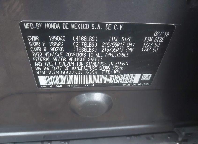 Photo 9 of 2019 Honda Hr-v LX (VIN 3CZRU6H32KG716694)