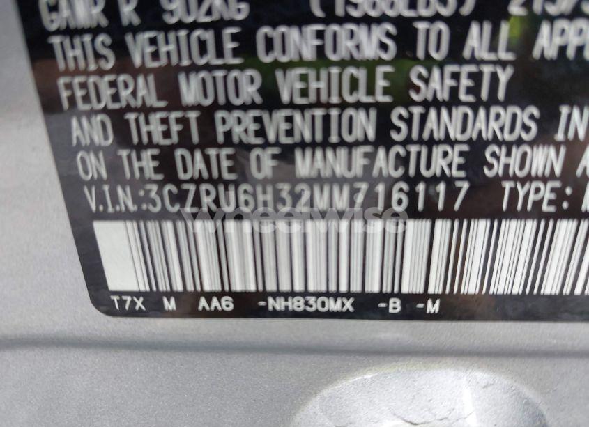 Photo 9 of 2021 Honda Hr-v AWD LX (VIN 3CZRU6H32MM716117)
