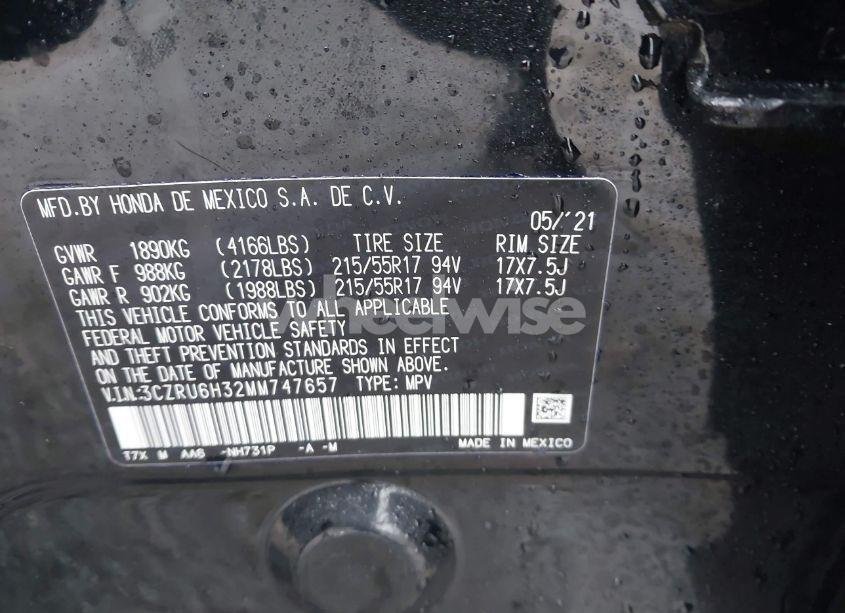 Photo 9 of 2021 Honda Hr-v AWD LX (VIN 3CZRU6H32MM747657)