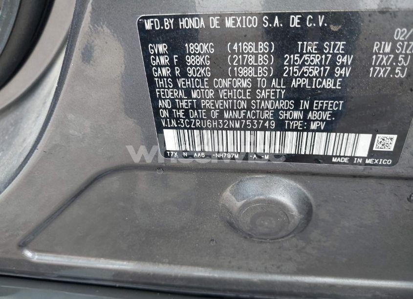 Photo 9 of 2022 Honda Hr-v AWD LX (VIN 3CZRU6H32NM753749)
