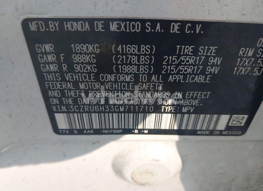 Photo 9 of 2016 Honda Hr-v LX (VIN 3CZRU6H33GM711710)