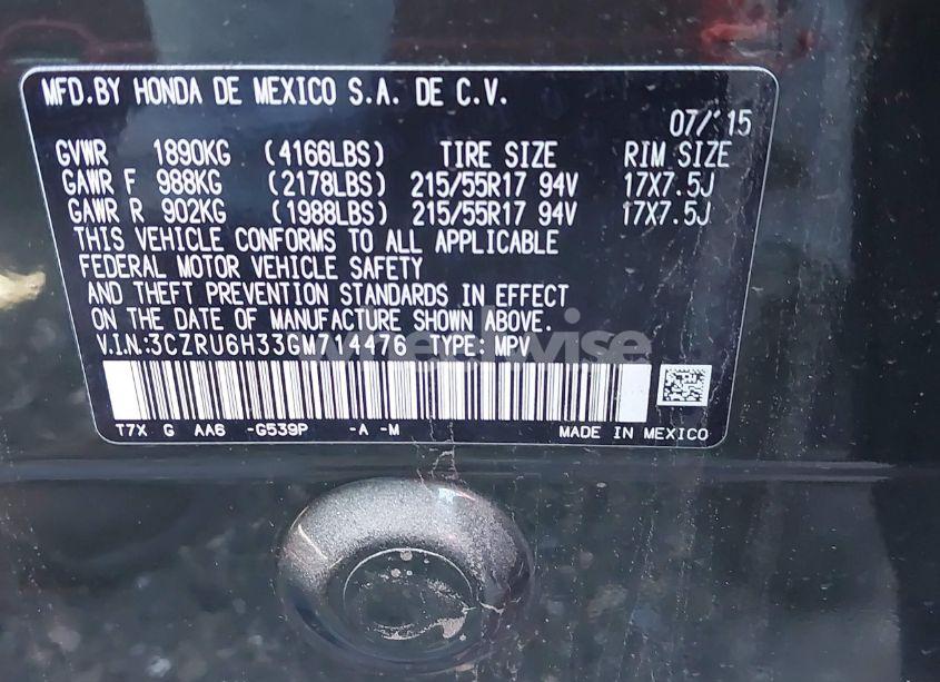 Photo 18 of 2016 Honda Hr-v LX (VIN 3CZRU6H33GM714476)