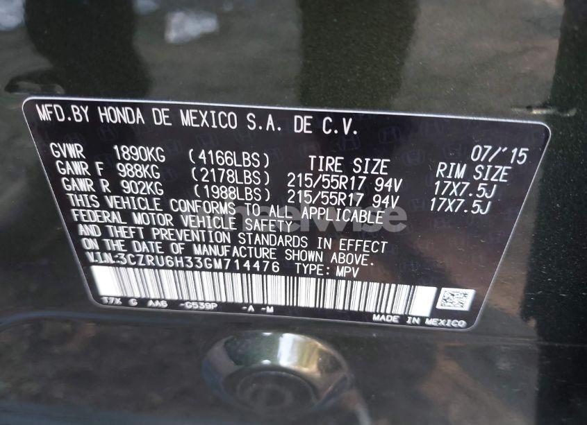 Photo 9 of 2016 Honda Hr-v LX (VIN 3CZRU6H33GM714476)