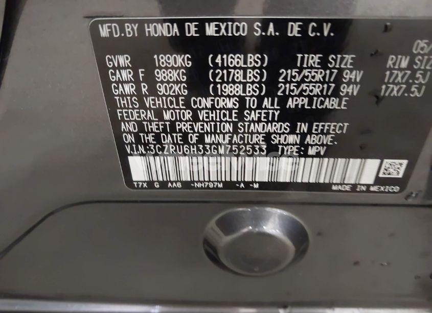 Photo 9 of 2016 Honda Hr-v LX (VIN 3CZRU6H33GM752533)