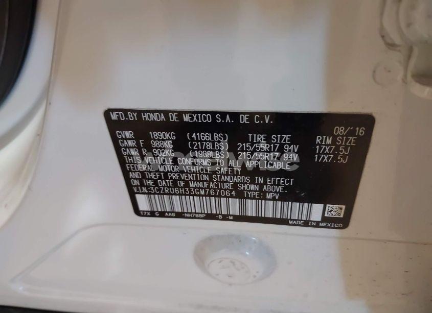 Photo 9 of 2016 Honda Hr-v LX (VIN 3CZRU6H33GM767064)